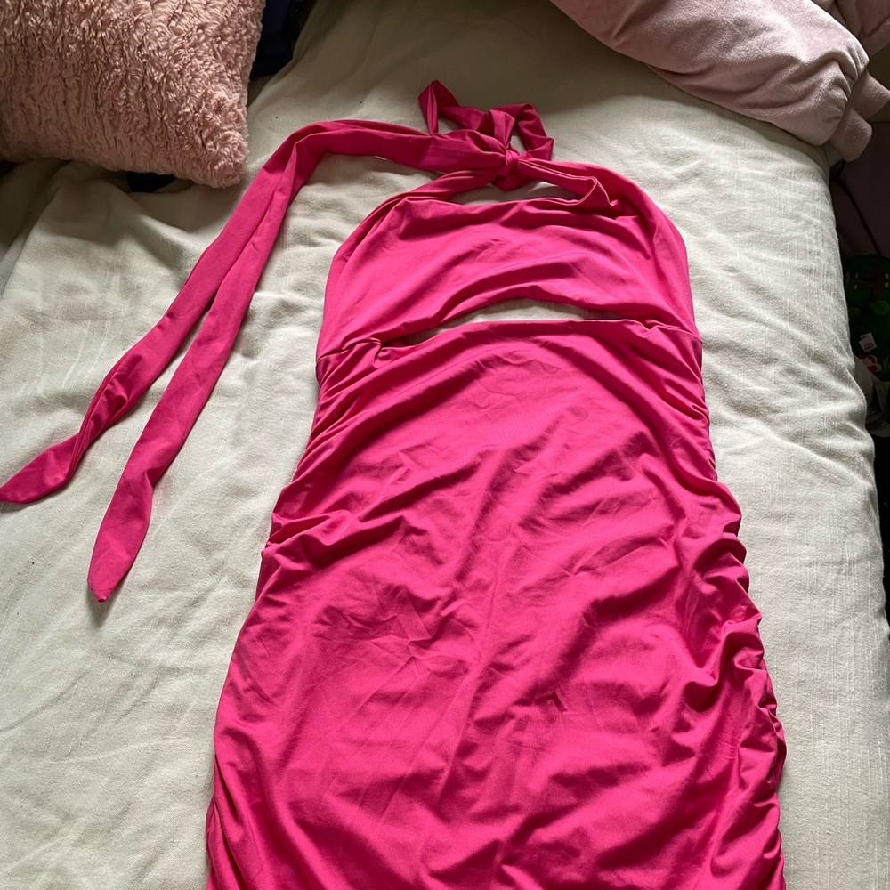 Hot pink tube dress